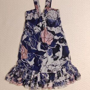 Diane Von Furstenberg Halter Neck Floral Silk Dress Size 2